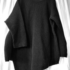 Ivan Grundhal Black Ribbed Asymmetrical Sweater